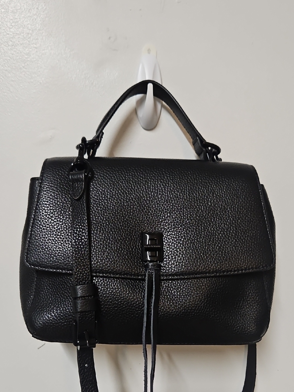 Rebecca Minkoff Darren Top-Handle Crossbody Bag Black Leather Black Hardware